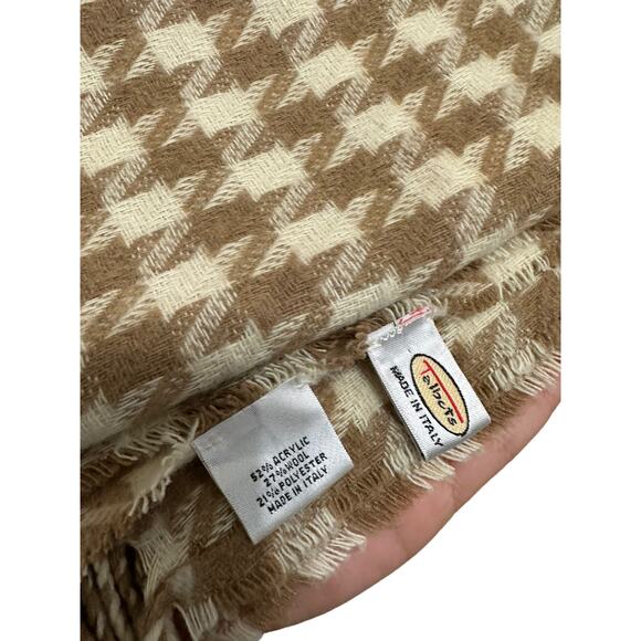 Talbots women's tan beige tassel wool scarf - Picture 4 of 4